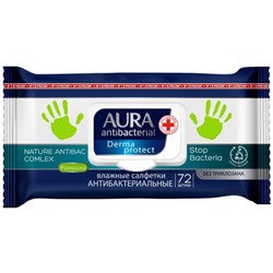 Влажные салфетки для всей семьи Aura (Аура) Антибактериальные Ромашка с крышкой, 72 шт