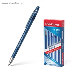 Ручка гелевая стираемая Erich Krause R-301 Magic Gel, узел 0.5 мм, чернила синие, длина письма 200 м, цена за 1 шт
