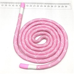 Шнур круглый с декор. наконечником розовый/белый диаметр 1см длина 130см уп 2 шт