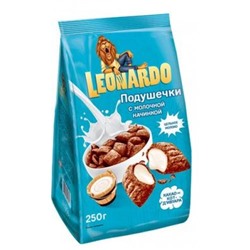 «Leonardo», готовый завтрак «Подушечки с молочной начинкой», 250 гр. KDV
